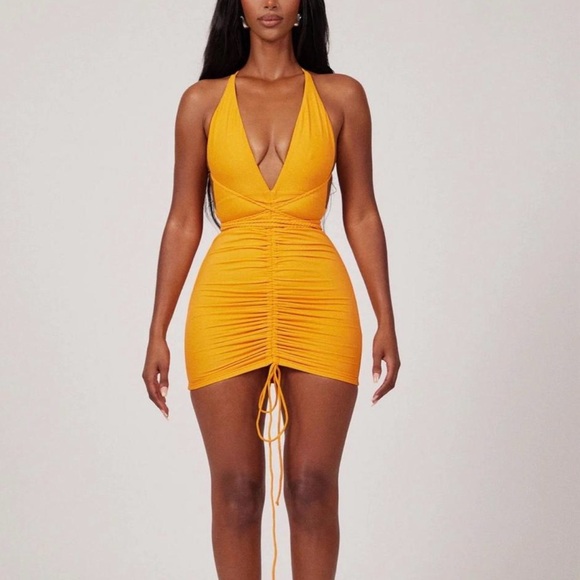 Orange Halter Mini Dress - Picture 3 of 4